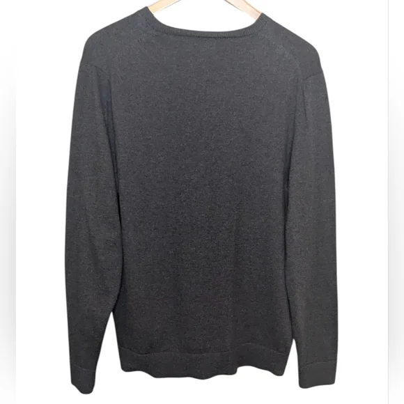 Eddie Bauer Charcoal Gray Cotton Cashmere V-Neck Sweater Medium - Picture 7 of 10